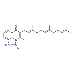 ChemSpider 2D Image | 4-Methyl-5-[(2E,6E)-3,7,11-trimethyl-2,6,10-dodecatrien-1-yl]-6H-imidazo[4,5,1-ij]quinoline-2,6(1H)-dione | C26H32N2O2