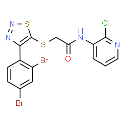 ChemSpider 2D Image | N-(2-Chloro-3-pyridinyl)-2-{[4-(2,4-dibromophenyl)-1,2,3-thiadiazol-5-yl]sulfanyl}acetamide | C15H9Br2ClN4OS2