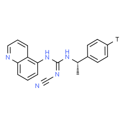 ChemSpider 2D Image | 1-Cyano-2-{(1S)-1-[(4-~3~H)phenyl]ethyl}-3-(5-quinolinyl)guanidine | C19H16TN5