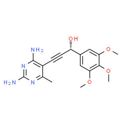 ChemSpider 2D Image | (1R)-3-(2,4-Diamino-6-methyl-5-pyrimidinyl)-1-(3,4,5-trimethoxyphenyl)-2-propyn-1-ol | C17H20N4O4