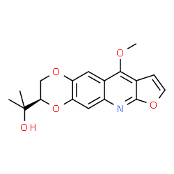 ChemSpider 2D Image | 2-[(3R)-10-Methoxy-2,3-dihydro[1,4]dioxino[2,3-g]furo[2,3-b]quinolin-3-yl]-2-propanol | C17H17NO5