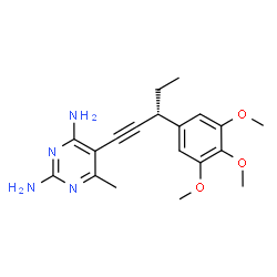 ChemSpider 2D Image | 6-Methyl-5-[(3R)-3-(3,4,5-trimethoxyphenyl)-1-pentyn-1-yl]-2,4-pyrimidinediamine | C19H24N4O3