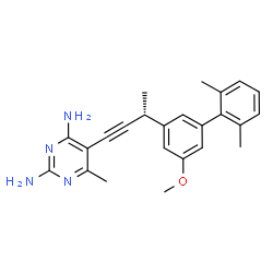 ChemSpider 2D Image | 5-[(3R)-3-(5-Methoxy-2',6'-dimethyl-3-biphenylyl)-1-butyn-1-yl]-6-methyl-2,4-pyrimidinediamine | C24H26N4O