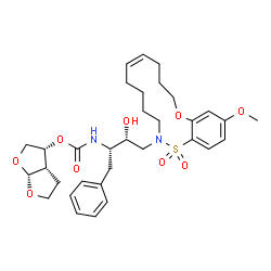 ChemSpider 2D Image | (3R,3aS,6aR)-Hexahydrofuro[2,3-b]furan-3-yl {(2S,3R)-3-hydroxy-4-[(7Z)-14-methoxy-1,1-dioxido-4,5,6,9,10,11-hexahydro-12,1,2-benzoxathiazacyclotetradecin-2(3H)-yl]-1-phenyl-2-butanyl}carbamate | C33H44N2O9S