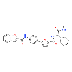 ChemSpider 2D Image | N-[4-(5-{[(1S)-1-Cyclohexyl-2-(methylamino)-2-oxoethyl]carbamoyl}-2-furyl)phenyl]-1-benzofuran-2-carboxamide | C29H29N3O5