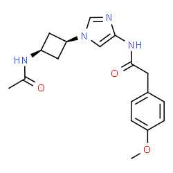 ChemSpider 2D Image | N-[1-(cis-3-Acetamidocyclobutyl)-1H-imidazol-4-yl]-2-(4-methoxyphenyl)acetamide | C18H22N4O3