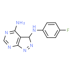 ChemSpider 2D Image | N~3~-(4-Fluorophenyl)-3H-pyrazolo[3,4-d]pyrimidine-3,4-diamine | C11H9FN6