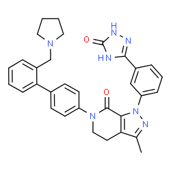ChemSpider 2D Image | 3-methyl-1-(3-(5-oxo-4,5-dihydro-1H-1,2,4-triazol-3-yl)phenyl)-6-(2'-(pyrrolidin-1-ylmethyl)biphenyl-4-yl)-5,6-dihydro-1H-pyrazolo[3,4-c]pyridin-7(4H)-one | C32H31N7O2