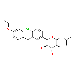 ChemSpider 2D Image | Isopropyl (5S)-5-[4-chloro-3-(4-ethoxybenzyl)phenyl]-L-xylopyranoside | C23H29ClO6