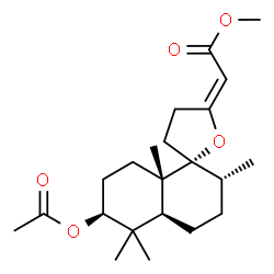 ChemSpider 2D Image | Methyl (2E)-[(2R,2'R,4a'S,6'S,8a'S)-6'-acetoxy-2',5',5',8a'-tetramethyldecahydro-2'H,5H-spiro[furan-2,1'-naphthalen]-5-ylidene]acetate | C22H34O5