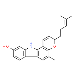 ChemSpider 2D Image | 5-Methyl-3-(4-methyl-3-penten-1-yl)-3,11-dihydropyrano[3,2-a]carbazol-9-ol | C22H23NO2