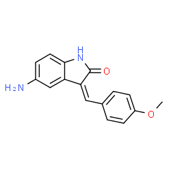 ChemSpider 2D Image | (3Z)-5-Amino-3-(4-methoxybenzylidene)-1,3-dihydro-2H-indol-2-one | C16H14N2O2