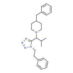 ChemSpider 2D Image | 4-Benzyl-1-[2-methyl-1-(1-phenethyl-1H-tetrazol-5-yl)-propyl]-piperidine | C25H33N5