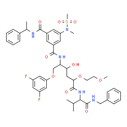 ChemSpider 2D Image | N-[6-{[1-(Benzylamino)-3-methyl-1-oxo-2-butanyl]amino}-1-(3,5-difluorophenoxy)-3-hydroxy-5-(2-methoxyethoxy)-6-oxo-2-hexanyl]-5-[methyl(methylsulfonyl)amino]-N'-(1-phenylethyl)isophthalamide (non-pref
erred name) | C45H55F2N5O10S