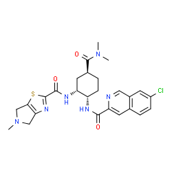 ChemSpider 2D Image | 7-Chloro-N-[(1S,2R,4S)-4-(dimethylcarbamoyl)-2-{[(5-methyl-5,6-dihydro-4H-pyrrolo[3,4-d][1,3]thiazol-2-yl)carbonyl]amino}cyclohexyl]-3-isoquinolinecarboxamide | C26H29ClN6O3S