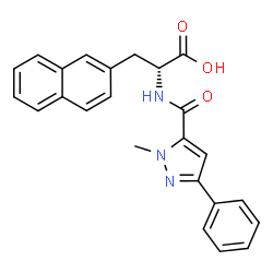ChemSpider 2D Image | N-[(1-Methyl-3-phenyl-1H-pyrazol-5-yl)carbonyl]-3-(2-naphthyl)-D-alanine | C24H21N3O3