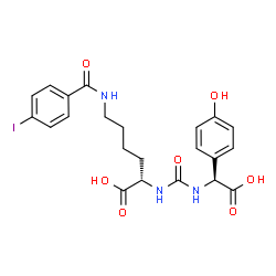 ChemSpider 2D Image | N~2~-{[(S)-Carboxy(4-hydroxyphenyl)methyl]carbamoyl}-N~6~-(4-iodobenzoyl)-L-lysine | C22H24IN3O7