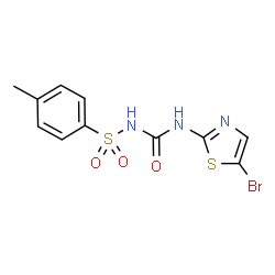 ChemSpider 2D Image | N-[(5-Bromo-1,3-thiazol-2-yl)carbamoyl]-4-methylbenzenesulfonamide | C11H10BrN3O3S2