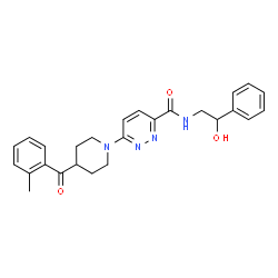 ChemSpider 2D Image | N-(2-Hydroxy-2-phenylethyl)-6-[4-(2-methylbenzoyl)-1-piperidinyl]-3-pyridazinecarboxamide | C26H28N4O3