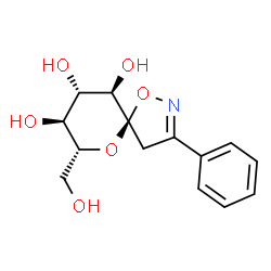 ChemSpider 2D Image | (5R,7R,8S,9S,10R)-7-(Hydroxymethyl)-3-phenyl-1,6-dioxa-2-azaspiro[4.5]dec-2-ene-8,9,10-triol | C14H17NO6