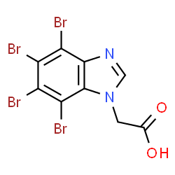 ChemSpider 2D Image | (4,5,6,7-Tetrabromo-1H-benzimidazol-1-yl)acetic acid | C9H4Br4N2O2
