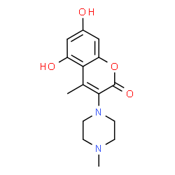 ChemSpider 2D Image | 5,7-Dihydroxy-4-methyl-3-(4-methyl-1-piperazinyl)-2H-chromen-2-one | C15H18N2O4