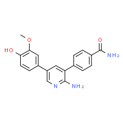 ChemSpider 2D Image | 4-[2-Amino-5-(4-hydroxy-3-methoxyphenyl)-3-pyridinyl]benzamide | C19H17N3O3