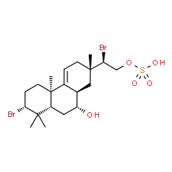 ChemSpider 2D Image | (3alpha,5beta,7alpha,8alpha,10alpha,13alpha,15R)-3,15-Dibromo-7-hydroxypimar-9(11)-en-16-yl hydrogen sulfate | C20H32Br2O5S