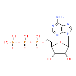 ChemSpider 2D Image | 9-[5-Deoxy-6-O-(hydroxy{[hydroxy(phosphonooxy)phosphoryl]oxy}phosphoryl)-D-ribo-hexofuranosyl]-9H-purin-6-amine | C11H18N5O13P3