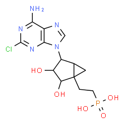 ChemSpider 2D Image | {2-[4-(6-Amino-2-chloro-9H-purin-9-yl)-2,3-dihydroxybicyclo[3.1.0]hex-1-yl]ethyl}phosphonic acid | C13H17ClN5O5P