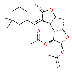 ChemSpider 2D Image | (2R,3S,3aS,3bR,4Z,6aS,7aR)-4-[(3,3-Dimethylcyclohexyl)methylene]-5-oxooctahydrodifuro[2,3-b:3',2'-d]furan-2,3-diyl diacetate | C21H28O8
