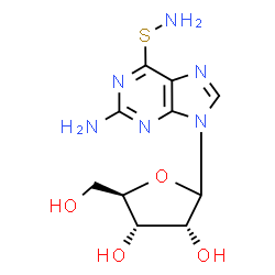 ChemSpider 2D Image | 6-(Aminosulfanyl)-9-(D-ribofuranosyl)-9H-purin-2-amine | C10H14N6O4S