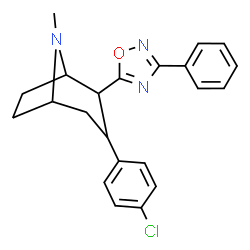 ChemSpider 2D Image | 3-(4-Chlorophenyl)-8-methyl-2-(3-phenyl-1,2,4-oxadiazol-5-yl)-8-azabicyclo[3.2.1]octane | C22H22ClN3O