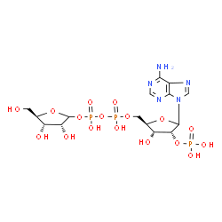 ChemSpider 2D Image | [(2R,3R,4R)-5-(6-Amino-9H-purin-9-yl)-3-hydroxy-4-(phosphonooxy)tetrahydro-2-furanyl]methyl (3R,4S,5R)-3,4-dihydroxy-5-(hydroxymethyl)tetrahydro-2-furanyl dihydrogen diphosphate | C15H24N5O17P3