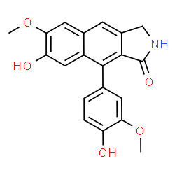 ChemSpider 2D Image | 7-Hydroxy-9-(4-hydroxy-3-methoxyphenyl)-6-methoxy-2,3-dihydro-1H-benzo[f]isoindol-1-one | C20H17NO5