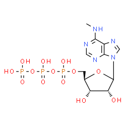 ChemSpider 2D Image | 9-[5-O-(Hydroxy{[hydroxy(phosphonooxy)phosphoryl]oxy}phosphoryl)-D-ribofuranosyl]-N-methyl-9H-purin-6-amine | C11H18N5O13P3