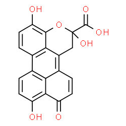 ChemSpider 2D Image | 2,4,9-Trihydroxy-10-oxo-1,10-dihydro-2H-phenaleno[1,2,3-de]chromene-2-carboxylic acid | C20H12O7