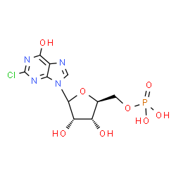 ChemSpider 2D Image | 2-Chloro-9-(5-O-phosphono-L-ribofuranosyl)-9H-purin-6-ol | C10H12ClN4O8P