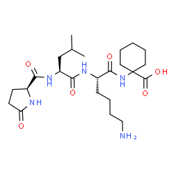 ChemSpider 2D Image | 5-Oxo-L-prolyl-L-leucyl-N-(1-carboxycyclohexyl)-L-lysinamide | C24H41N5O6