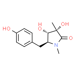 ChemSpider 2D Image | (3S,4S,5S)-3,4-Dihydroxy-5-(4-hydroxybenzyl)-1,3-dimethyl-2-pyrrolidinone | C13H17NO4