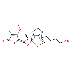 ChemSpider 2D Image | (5Z)-5-[(1S,4R)-9-(4-Hydroxybutyl)-4-methyl-2,14-dioxa-10-azapentacyclo[6.5.1.0~1,5~.0~6,10~.0~9,13~]tetradec-3-ylidene]-4-methoxy-3-methyl-2(5H)-furanone | C22H29NO6