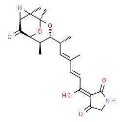 ChemSpider 2D Image | (3E)-3-{(2E,4E,6R)-1-Hydroxy-4-methyl-6-[(1S,2R,4S,6S,7R,8R)-1,2,7-trimethyl-5-oxo-3,9,10-trioxatricyclo[4.3.1.0~2,4~]dec-8-yl]-2,4-heptadien-1-ylidene}-2,4-pyrrolidinedione | C22H27NO7
