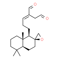 ChemSpider 2D Image | (2E)-2-{3-[(1R,2S,4aS,8aS)-5,5,8a-Trimethyloctahydro-1H-spiro[naphthalene-2,2'-oxiran]-1-yl]propylidene}succinaldehyde | C21H32O3