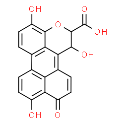 ChemSpider 2D Image | 1,4,9-Trihydroxy-10-oxo-1,10-dihydro-2H-phenaleno[1,2,3-de]chromene-2-carboxylic acid | C20H12O7
