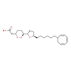 ChemSpider 2D Image | [(3S,6S)-6-{(2S,5R)-5-[6-(2,4,6-Cyclooctatrien-1-yl)hexyl]tetrahydro-2-furanyl}-1,2-dioxan-3-yl]acetic acid | C24H36O5