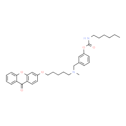 ChemSpider 2D Image | 3-[(Methyl{5-[(9-oxo-9H-xanthen-3-yl)oxy]pentyl}amino)methyl]phenyl hexylcarbamate | C33H40N2O5