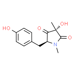 ChemSpider 2D Image | (3S,5S)-3-Hydroxy-5-(4-hydroxybenzyl)-1,3-dimethyl-2,4-pyrrolidinedione | C13H15NO4