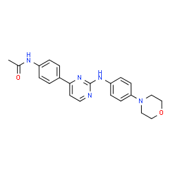 ChemSpider 2D Image | N-[4-(2-{[4-(4-Morpholinyl)phenyl]amino}-4-pyrimidinyl)phenyl]acetamide | C22H23N5O2