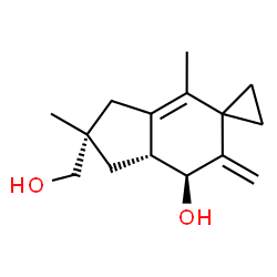 ChemSpider 2D Image | (2'S,7'S,7a'R)-2'-(Hydroxymethyl)-2',4'-dimethyl-6'-methylene-1',2',3',6',7',7a'-hexahydrospiro[cyclopropane-1,5'-inden]-7'-ol | C15H22O2