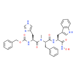 ChemSpider 2D Image | N-[(Benzyloxy)carbonyl]-L-histidyl-N-methyl-L-phenylalanyl-N-hydroxy-L-tryptophanamide | C35H37N7O6